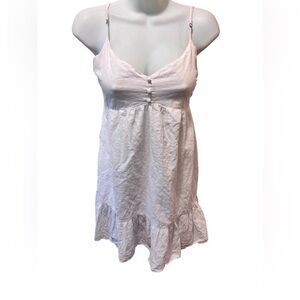 Abercrombie & Fitch White Babydoll Smocked Dress S Ruffle Hem Romantic Summer